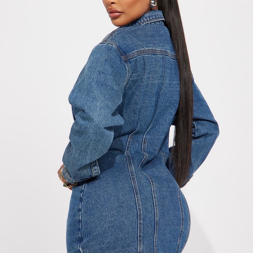Fashion Nova Light Wash Denim Dress - Picture 3 of 5